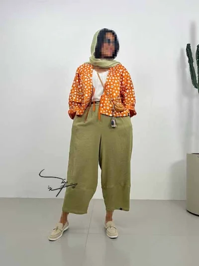 ست سبز و نارنجی دخترانه