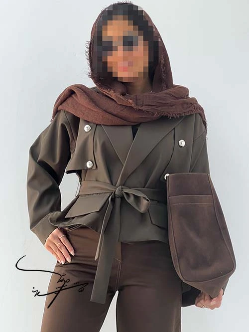 خرید ترنچ کت کوتاه یشمی